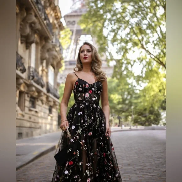 Embroidered Illusion Corset Gown - Picture 1 of 6